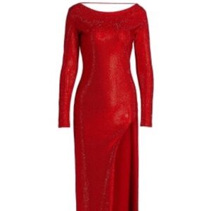 Sergio Hudson Women's Red Crystal-Embellished Open-Back Gown Dress